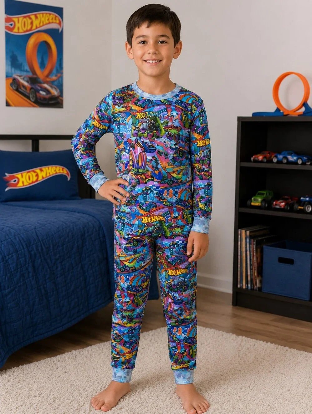 Ro Ro Riches Hot Wheels Bamboo PJs Long Sleeves & Pants Set Boys Size 9/10